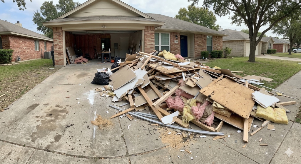 Construction debris pickup in Arlington